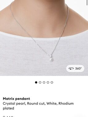 Swarovski Silver Necklace with White Crystal Pearl Drop